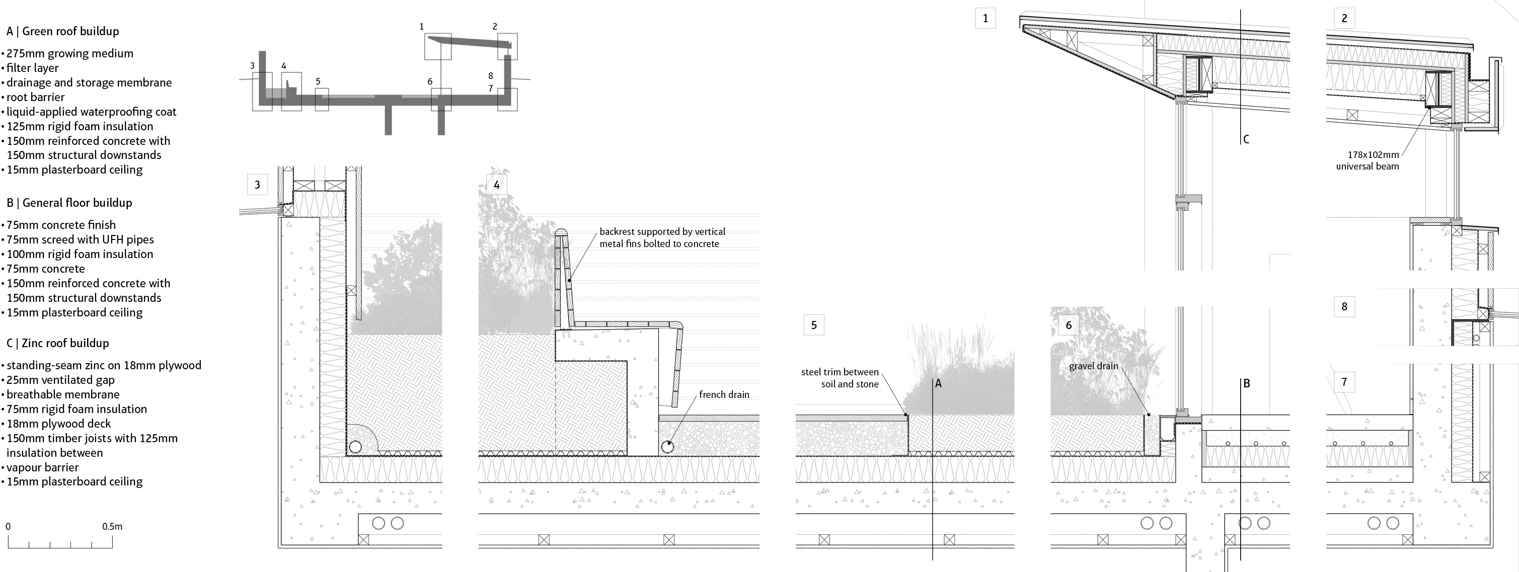 Repose: detailed design of roof garden  |  Jacob Bley Griffiths