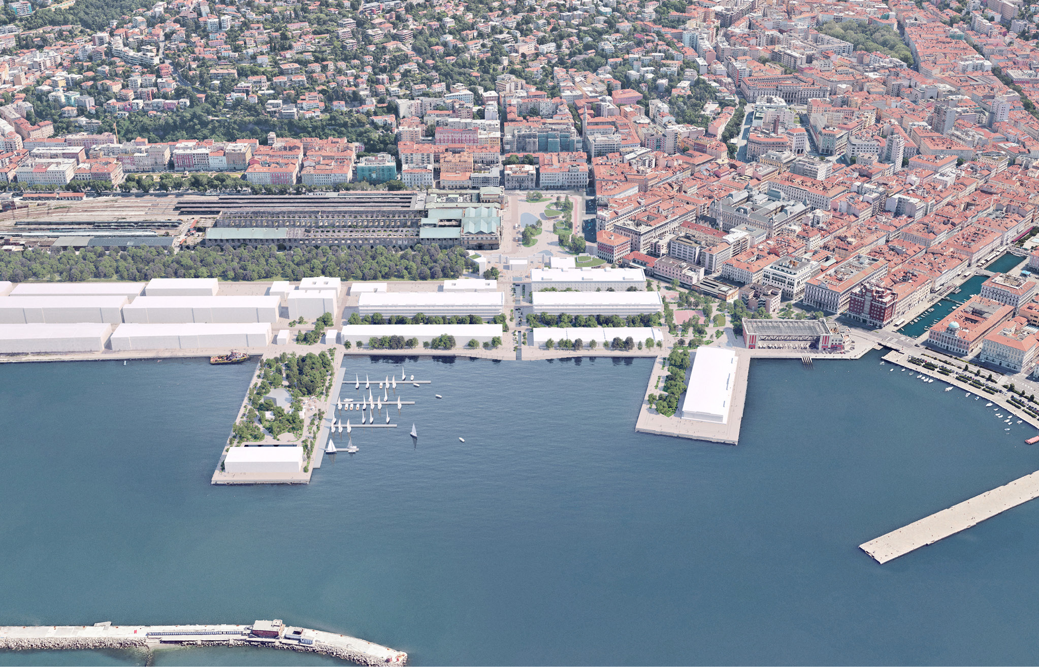 Aerial view of Trieste Porto Vecchio regeneration project  |  Jacob Bley Griffiths