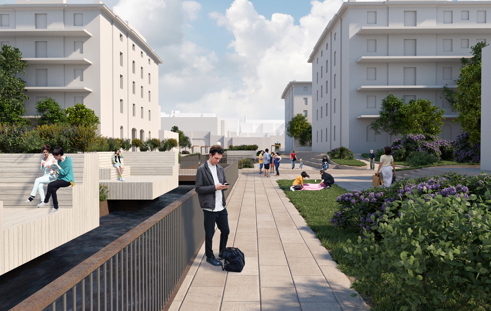 Trieste Porto Vecchio: perspective of the main axis  |  Jacob Bley Griffiths